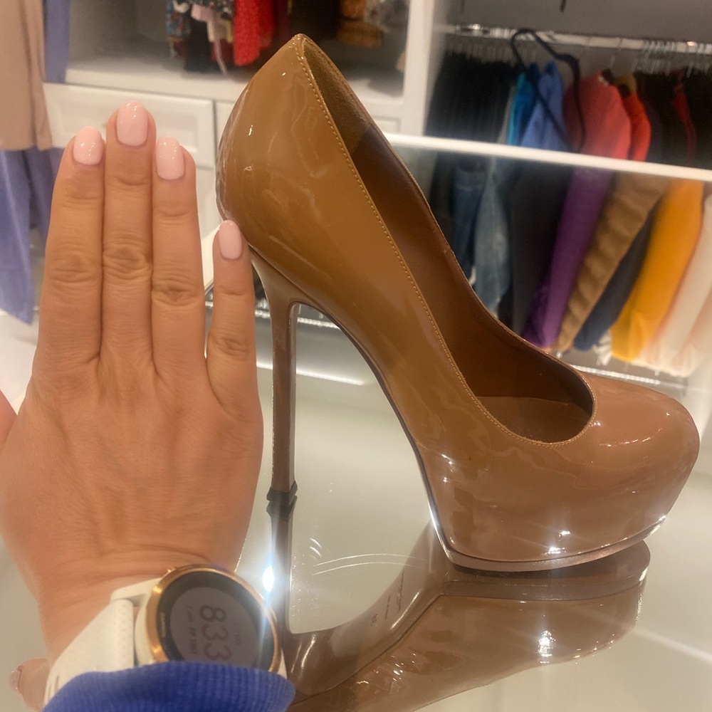 Nude YSL platform heels